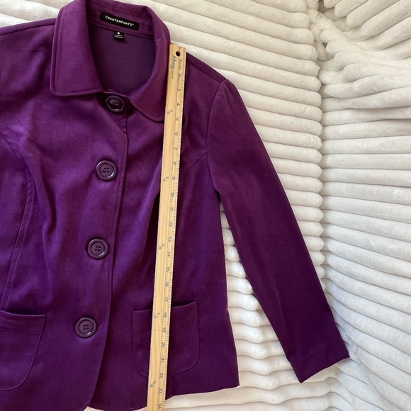 Counterparts Vintage Purple Blazer Jacket w. Large Buttons - Shoulder Pads S.6 - Picture 7 of 13